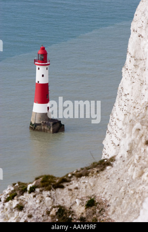 In cima alla scogliera e faro di Beachy Head vicino a Eastbourne in East Sussex Foto Stock