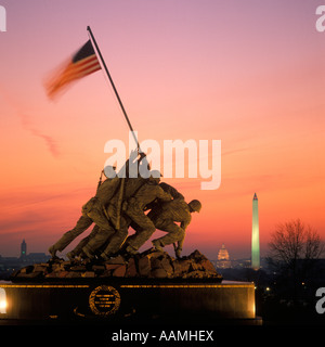 IWO Jima Memorial Washington Monument U.S. CAPITOL BUILDING ALL'ALBA Arlington VA Foto Stock