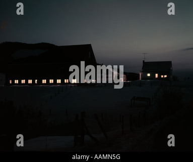 CONCORD VERMONT FARM NIGHT Foto Stock