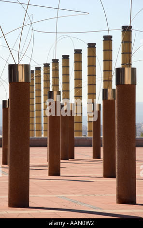 Gigantesche colonne a Barcellona 1992 Olympic Stadium Complex Foto Stock