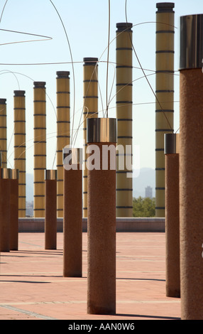 Gigantesche colonne a Barcellona 1992 Olympic Stadium Complex Foto Stock