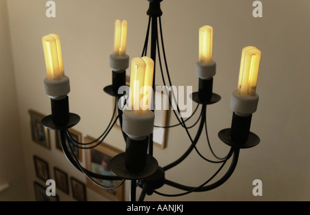 Cinque lampadine a risparmio energetico in padellina Foto Stock