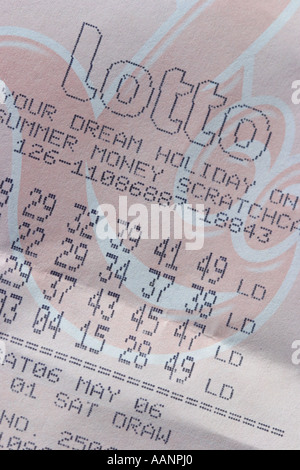 Lotto lotteria nazionale biglietto Foto Stock