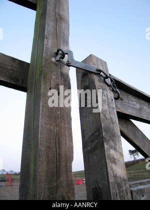 Dettaglio della fattoria di legno di cattura di gate Foto Stock