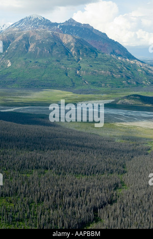 Il fiume Kaskawulsh delta dal ghiacciaio Kaskawulsh nel Parco Nazionale Kluane Yukon Foto Stock