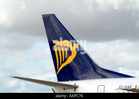 Ryanair Logo sul piano stabilizzatore di aerei Boeing Foto Stock