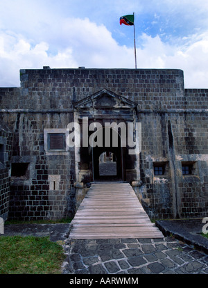 St Kitts Brimstone Hill Fortress National Park Fort George Citadel 17 ° - 18 ° secolo design britannico costruito da lavoro schiavo africano Foto Stock