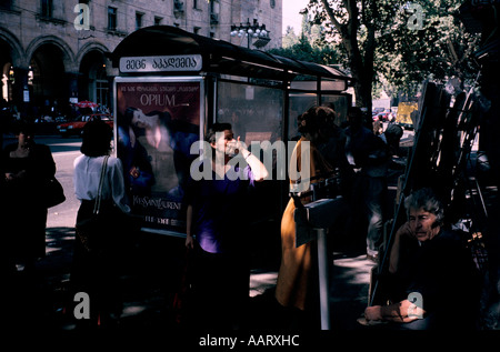 La Georgia fermata su Rustaveli Avenue CENTRAL STREET A TBILISI 1999 Foto Stock