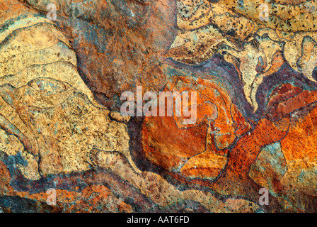 Pattern colorati in una rock Foto Stock