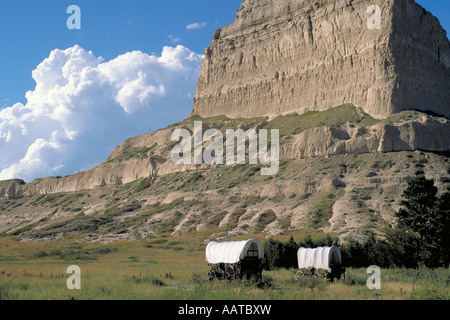 Elk268 2695 Nebraska Scott s Bluff NM bluff con carro coperto Foto Stock