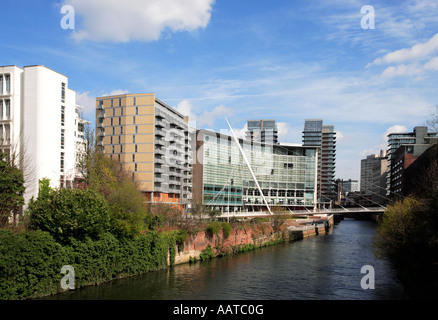 Vista dal nuovo ponte Bailey, Manchester REGNO UNITO Foto Stock