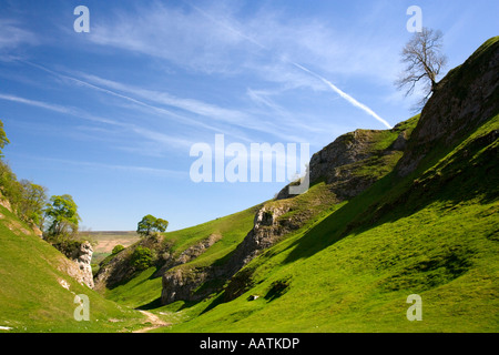 Vista di CaveDale un orrido di Castleton in Peak District nel Derbyshire Foto Stock