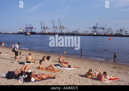 Spiaggia di Oevelgoenne, Amburgo, Germania Foto Stock