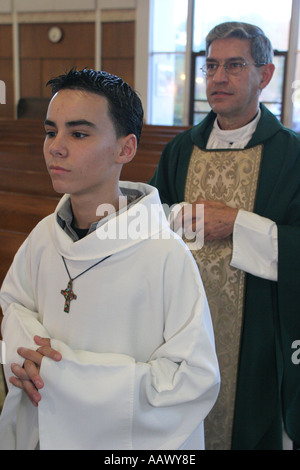 Miami Florida,Hialeah,Immacolata Concezione Chiesa cattolica,religione,credenza,fede,culto,Casa di Dio,ispanica Latino latino immigrato emigrano etnico Foto Stock