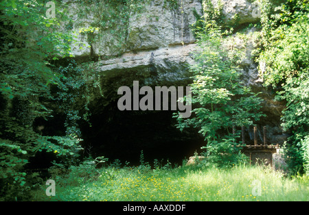 Ingresso naturale di Wookey Hole grotta Somerset REGNO UNITO Foto Stock