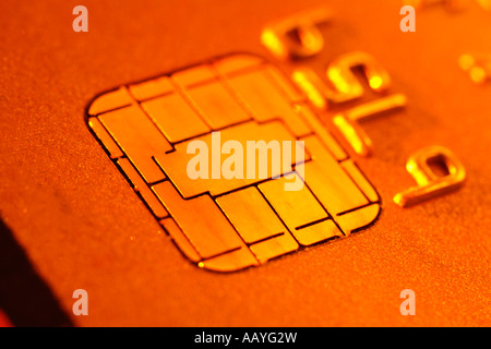 Chiusura del chip sulla carta di credito Foto Stock