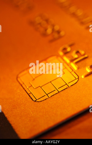 Chiusura del chip sulla carta di credito Foto Stock