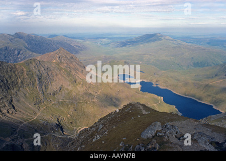 Presepe Goch e Llyn Llydaw serbatoio dal vertice di Snowdon Galles del Nord JMH0770 Foto Stock