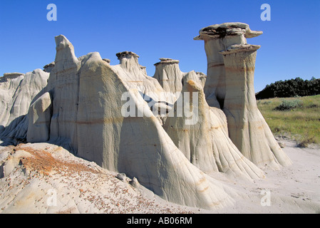 Elk256 2348 North Dakota Theodore Roosevelt NP Badlands paesaggio hoodoo formazione Foto Stock