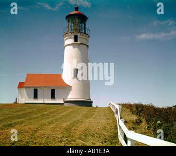 Faro di Cape Blanco sul Southern Oregon Coast Foto Stock