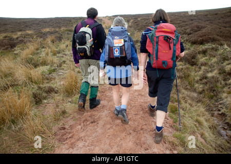 Visite guidate a piedi sul gruppo Bal Bach sentiero sulla cresta di fronte Llanthony Priory Monmouthshire South Wales UK Foto Stock