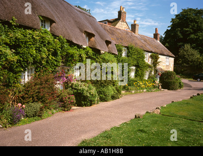 Isola di Wight Calbourne idilliaco cottage con il tetto di paglia in Winkle Street Foto Stock