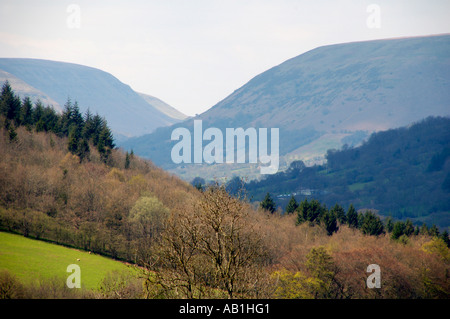 Visualizzare fino Vale of Ewyas Monmouthshire South Wales UK verso il Vangelo Pass Foto Stock