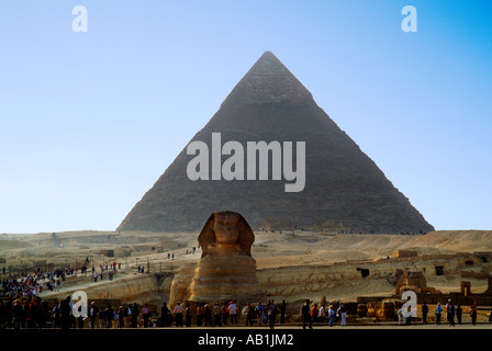 Sphinx,Piramide di Khafre,Giza,Al-ahram,Il Cairo, Egitto Foto Stock