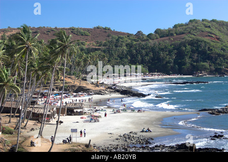 Da palme Little Vagator e Ozran spiagge di Goa in India Foto Stock