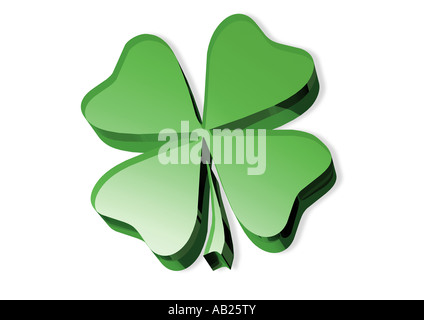 Quattro leafed clover vierblaettriges Kleeblatt Gluecksklee Foto Stock