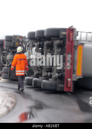 Carrello incidente Unfall LKW Foto Stock