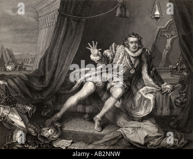 Garrick nel personaggio di Richard il terzo. David Garrick, 1717 - 1779. Attore inglese. Foto Stock