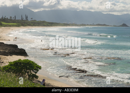 North Beach, Mokapu Penisola, Marine Corps base Hawaii, Kaneohe Bay, Windward Oahu, Hawaii Foto Stock