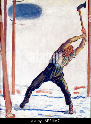 Ferdinand Hodler 1853 - 1918 Svizz Svizzera taglialegna dipinto del 1910 Foto Stock