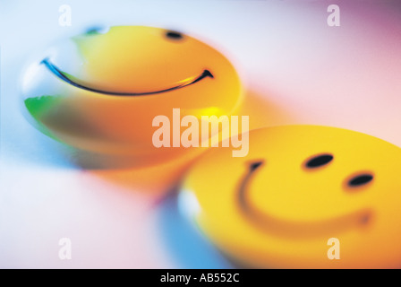 Smiley magneti per il frigo Foto Stock