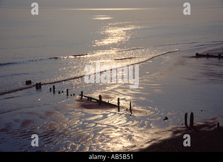 Sandsend Sunrise Beach North Yorkshire Coast Inghilterra Foto Stock