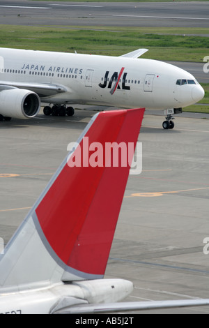 JPN, Giappone Tokyo: l'Aeroporto di Haneda. Piani di JAL, Japan Airlines Foto Stock