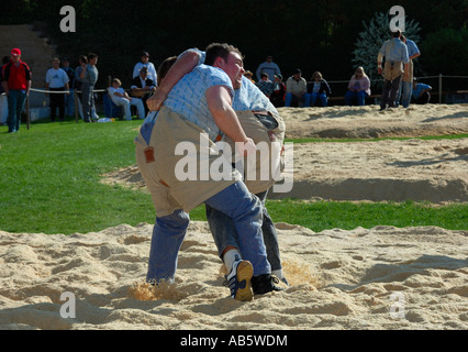 Swiss wrestling tradizionale - 'Lutte' o 'Schwingen' Foto Stock