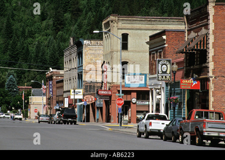 Wallace Idaho città mineraria main street Foto Stock