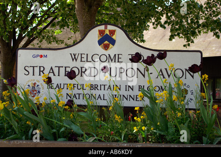 Benvenuto a Stratford upon Avon il segno Foto Stock