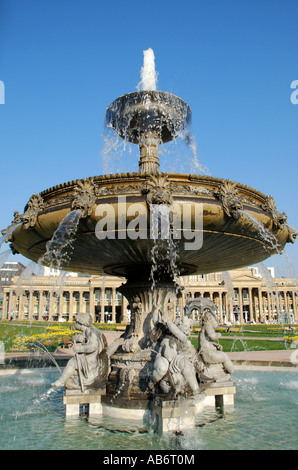 Quattro fiume fontana Schlossplatz Stuttgart Baden Württemberg Germania Foto Stock