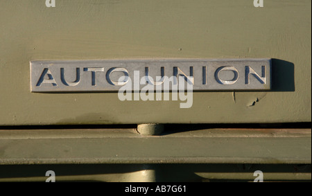 Auto Union badge su una DKW Munga 3 tedesco cilindro 4x4 dal 1950 s e 60 s Foto Stock