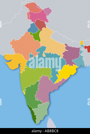 Mappa di India Foto Stock