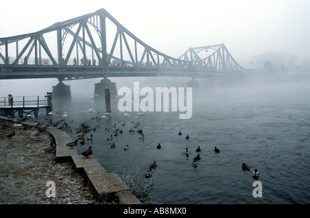 Germania Berlino la parete smontabile Novembre 1989 persone Glienicker Brucke Foto Stock