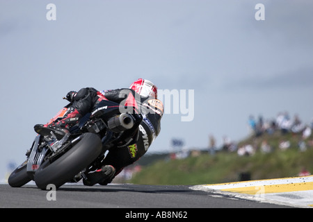 Michael Rutter equitazione per impianto di HM Honda del team a Scottish round del British Superbike 2005 H M Foto Stock