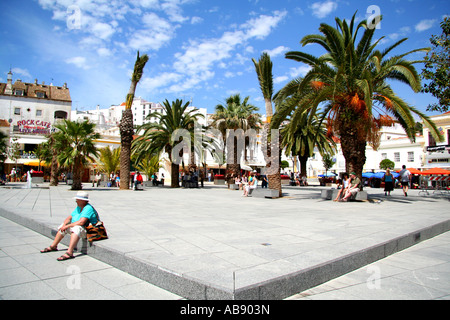 Albufeira old town square, Algarve, Portogallo, Europa Foto Stock