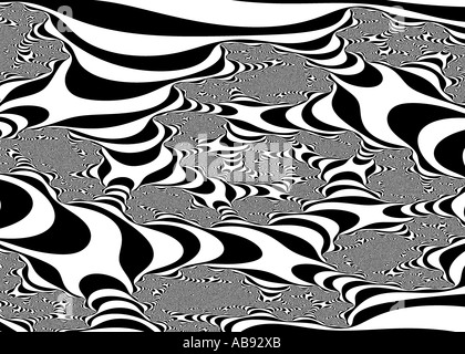Rappresentazione in bianco e nero di matematica complessa iterazione con forte motivo a spirale Foto Stock
