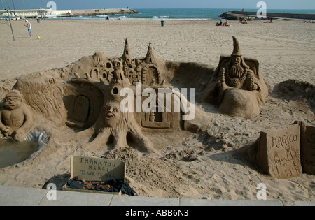 Le sculture di sabbia, Sitges Costa Daurada Catalunya Spagna Europa Foto Stock