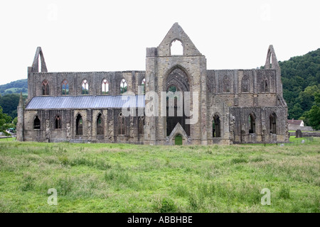 Lavori di restauro presso le rovine di Tintern Abbey Angiddy Valley Monmouthshire South East Wales Foto Stock