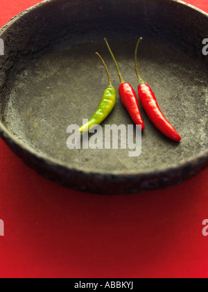 Rosso e peperoncini verdi Foto Stock